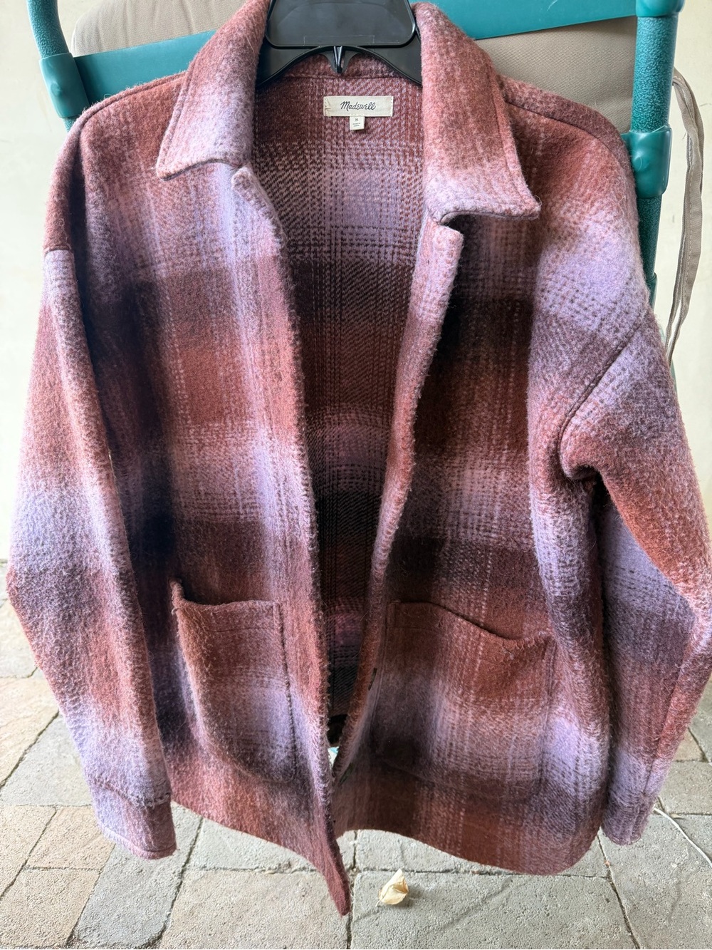 Madewell Pink Plaid Open-Front Jacket-M